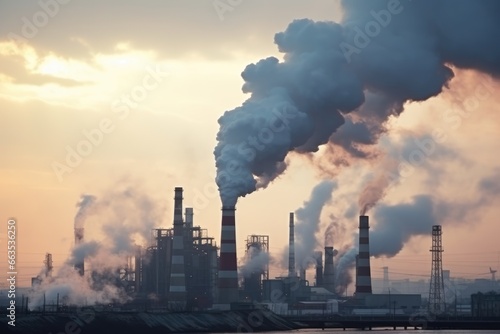 Smoking factory chimneys. Environmental pollution