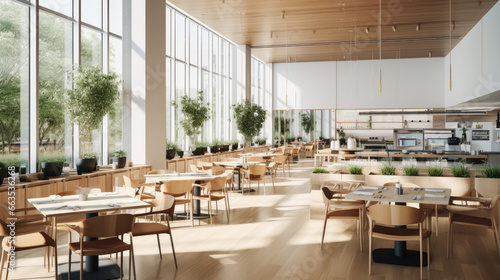 Dining room of a canteen or cafeteria photo