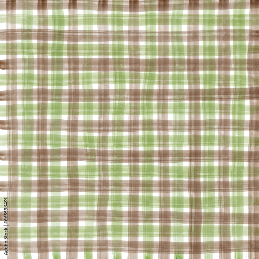Green Brown Gingham Check Hand Drawn Background Green Brown Gingham Check Hand Drawn Background