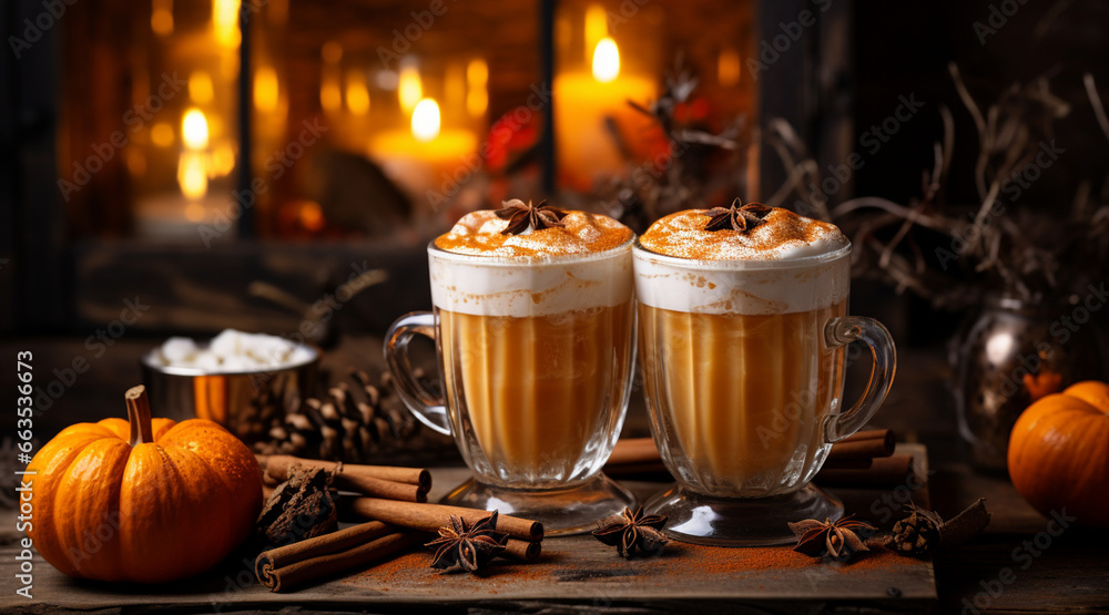 pumpkin, spice, latte, coffee, halloween, autumn, cafe, jack o lantern, whipped cream, leaves falling, autumn leaves