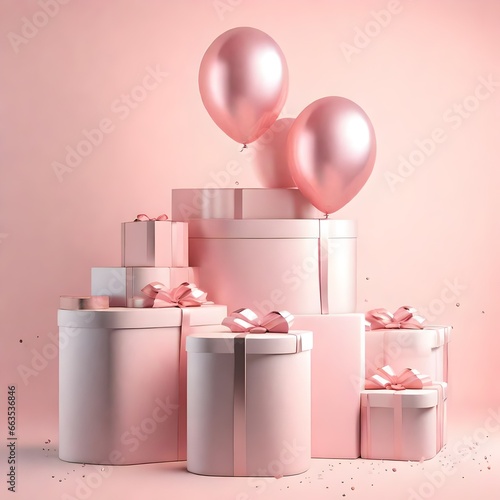 stage, gifts and ballons, generative ai