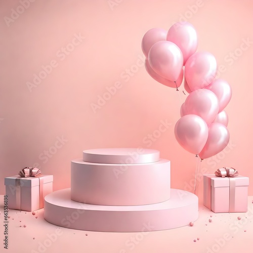 stage, gifts and ballons, generative ai