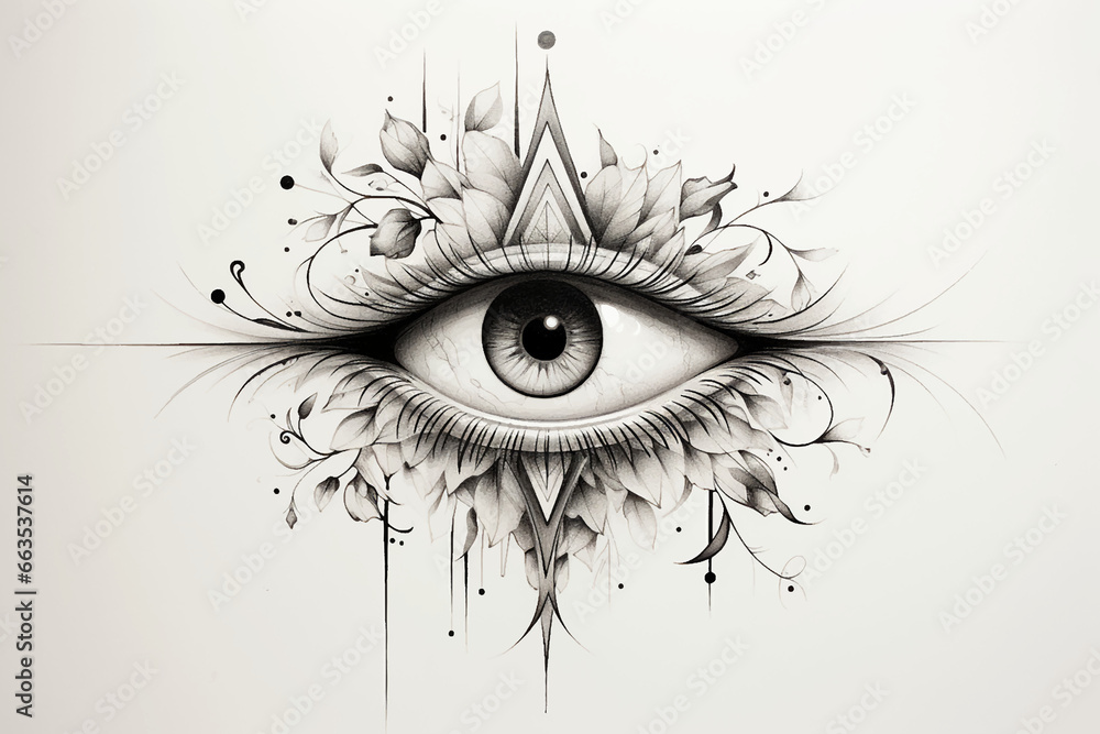 Obraz premium Eye Masons All-seeing Occult Tattoo Print Stamp Vintage