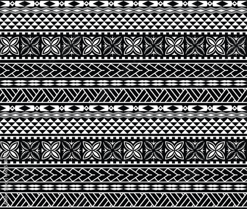 Ethnic Hawaiian tattoo pattern in black and white color.