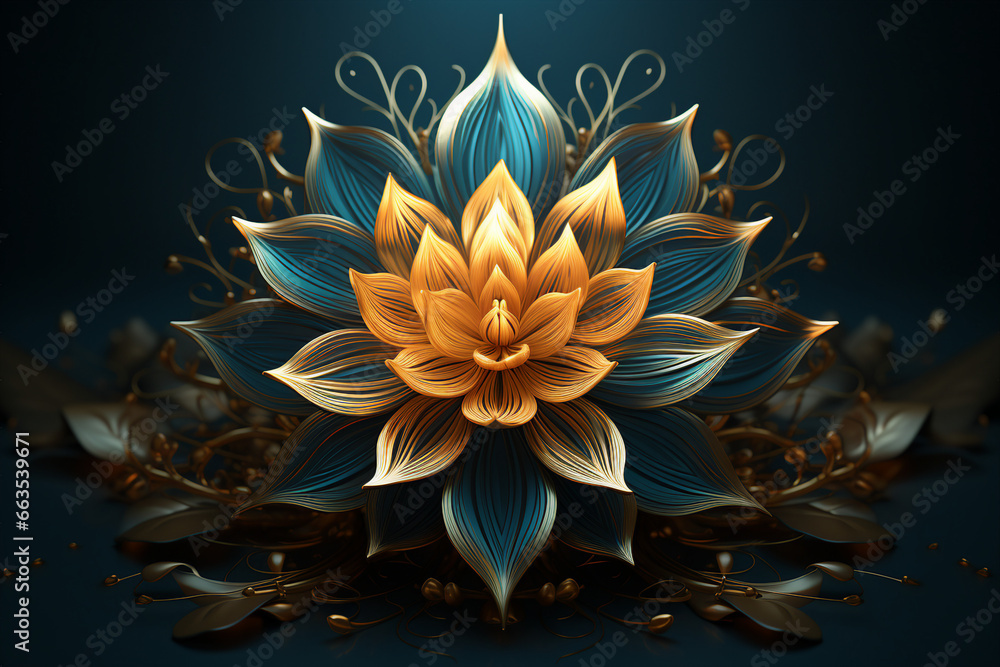 Generative AI picture of beautiful lotus gracefully poised on dark backdrop