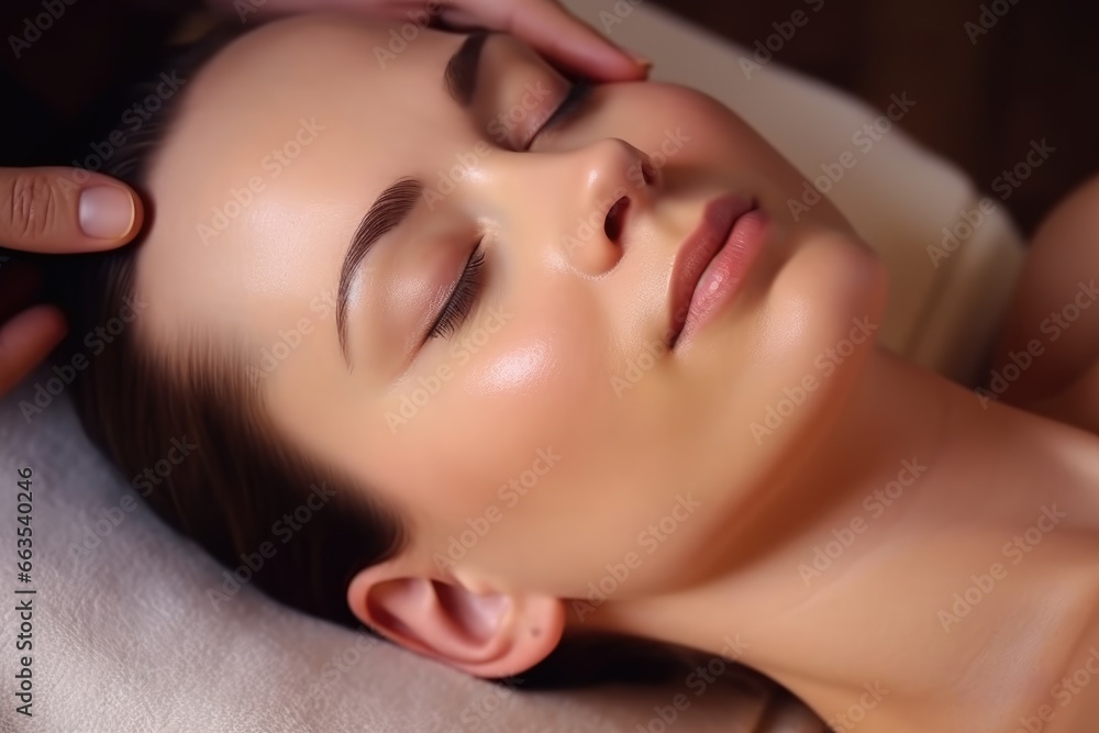 Face massage. Close-up of woman getting spa massage