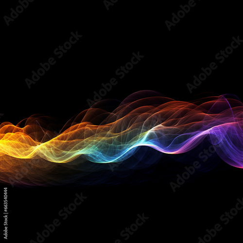 abstract wave multi-colors on black background created with Generative Ai