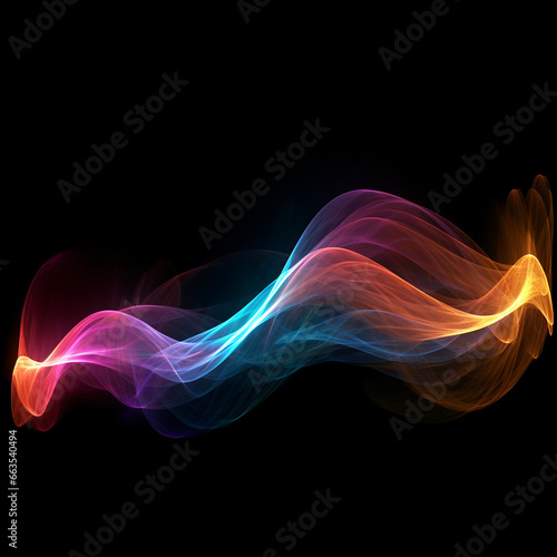 abstract wave multi-colors on black background created with Generative Ai © Andrii Yablonskyi