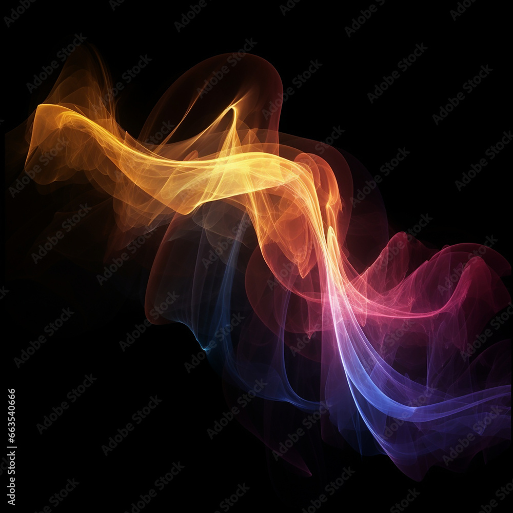 Fototapeta premium abstract wave multi-colors on black background created with Generative Ai