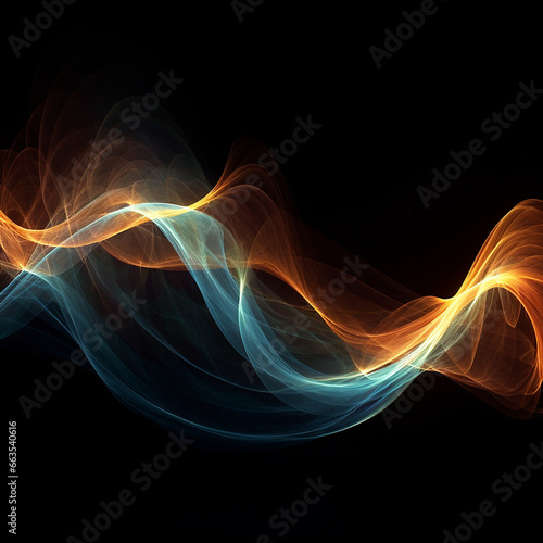 abstract wave multi-colors on black background created with Generative Ai © Andrii Yablonskyi