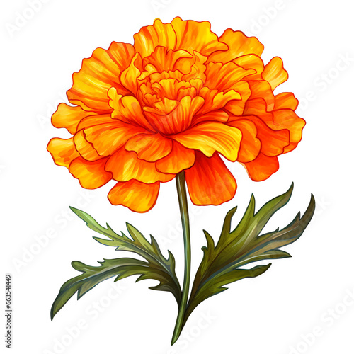 Marigold Flower Watercolor Clipart
