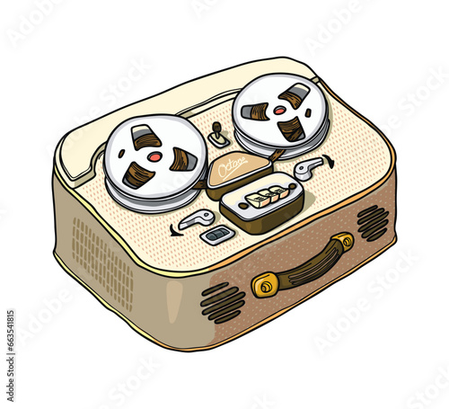 Old good seventies style tape music player 