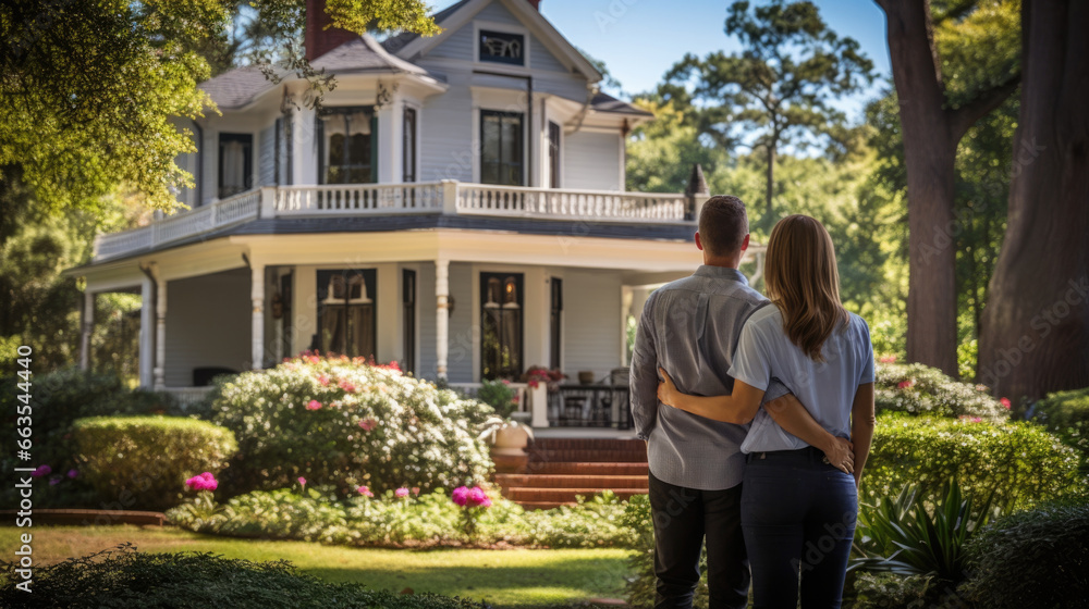 Obraz premium historic colonial home with a wraparound porch generative ai