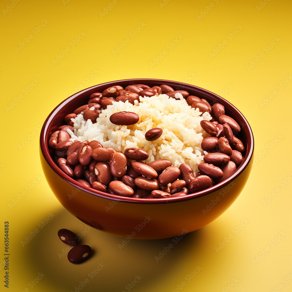 beans in a brown bowl with rice and seasonings created with Generative Ai beans in a brown bowl with rice and seasonings created with Generative Ai
