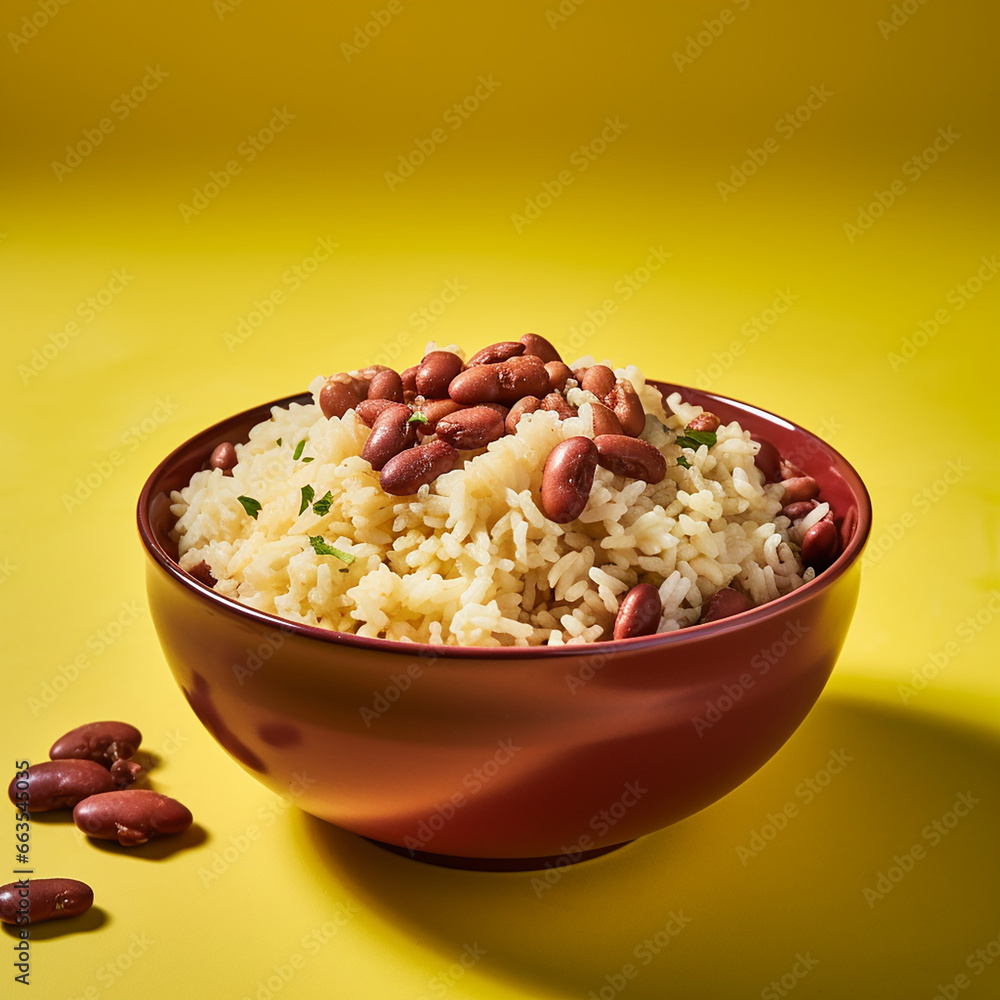 beans in a brown bowl with rice and seasonings created with Generative Ai beans in a brown bowl with rice and seasonings created with Generative Ai