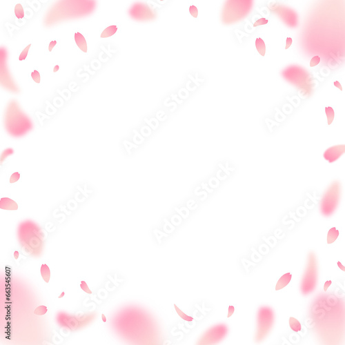 桜の花びらが舞う背景透過フレーム素材
