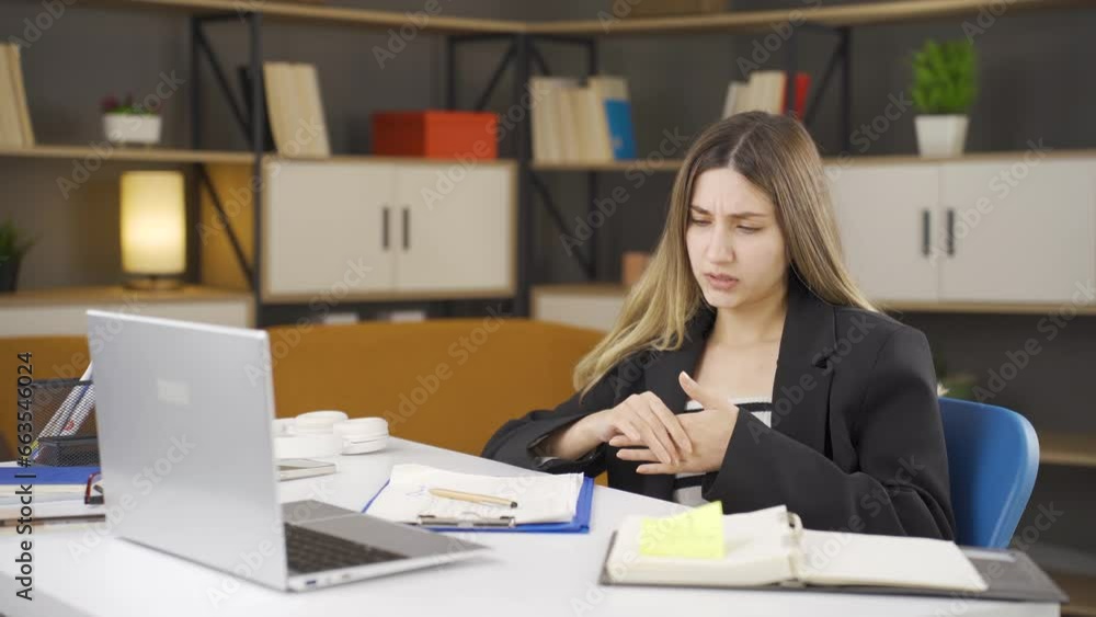 Businesswoman having heart attack. Businesswoman having heart attack.