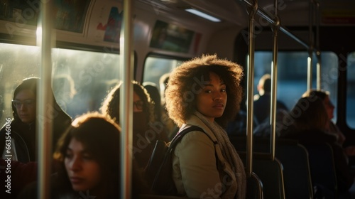 Young woman using public transportation