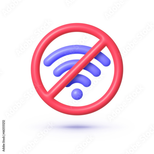 No wifi 3d for web design. Internet network concept. Vector graphic illustration