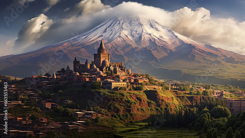 panoramic view of the mount arbruarda, a famous landmark in the north of georgia, caucasus © Vahagn