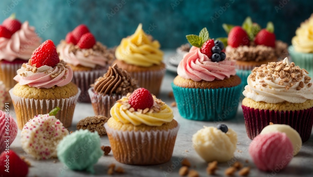 Cupcakes with cream and chocolate