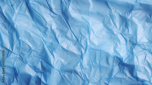 Wrinkled blue plastic texture. Concept of sustainability. Background.