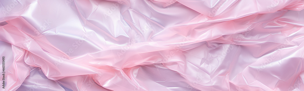 Wrinkled pink plastic texture. Concept of sustainability. Background.