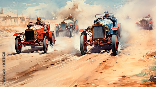 Cars racing in the 1910s