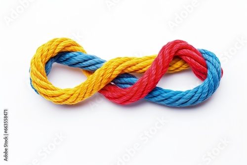 Colorful rope on white background, braided rope, concept of equality and diversity, Generative AI