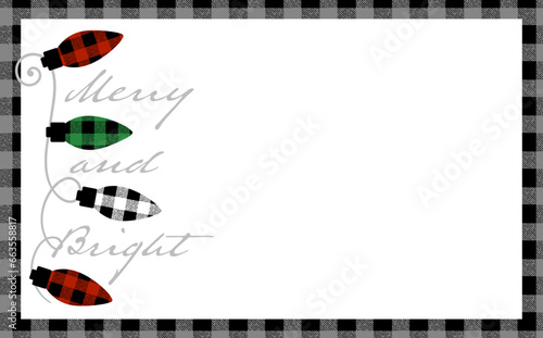 Buffalo plaid holiday lights and text
