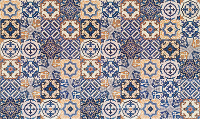 Oriental tiles background pattern. Turkish ceramic tiles texture.
