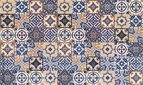 Oriental tiles background pattern. Turkish ceramic tiles texture.
