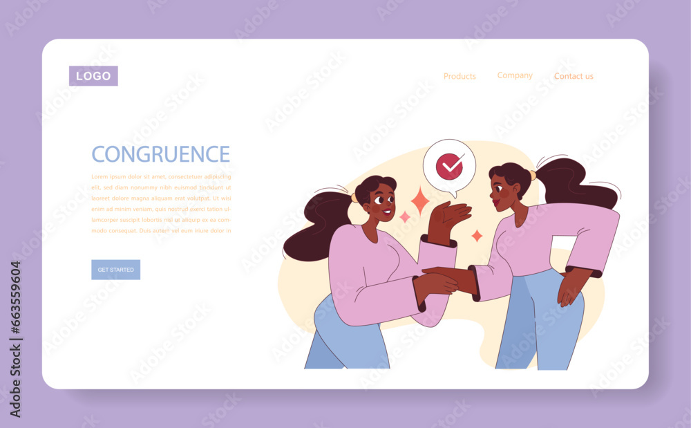 Authenticity web banner or landing page. Congruence and consistency Authenticity web banner or landing page. Congruence and consistency