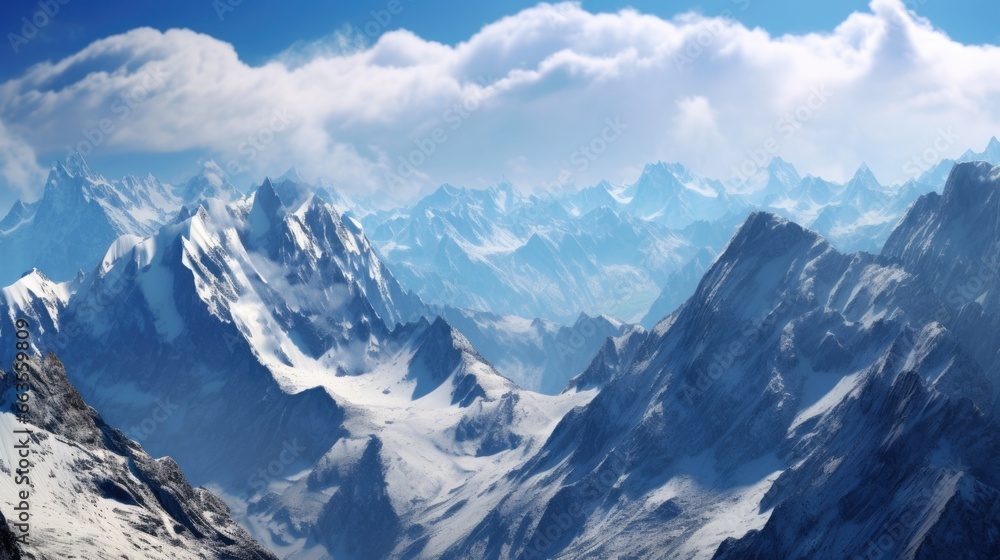 aerial view from a mountain with snow-capped peaks generative ai aerial view from a mountain with snow-capped peaks generative ai