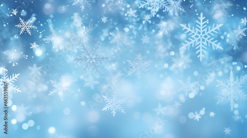  blue winter wallpaper with snowflakes falling