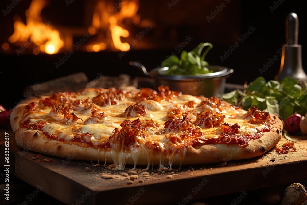 Pizza baked in a traditional oven. Ai generative Pizza baked in a traditional oven. Ai generative