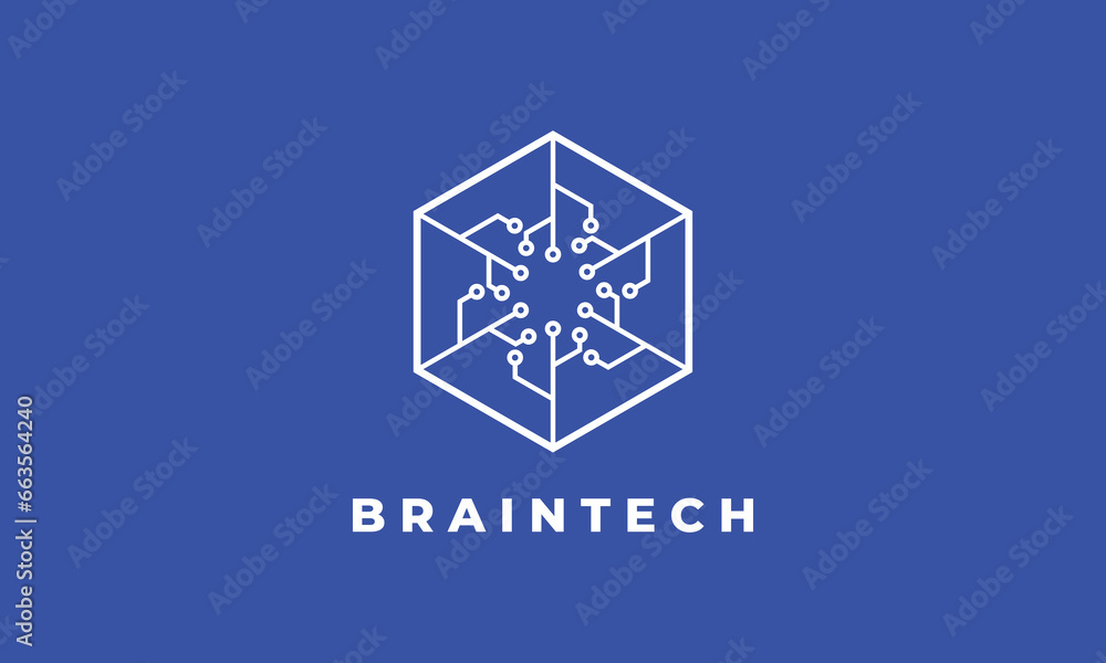 Logo hexagon minimalist line techno chain currency trade market block transaction system monet concept Logo hexagon minimalist line techno chain currency trade market block transaction system monet concept