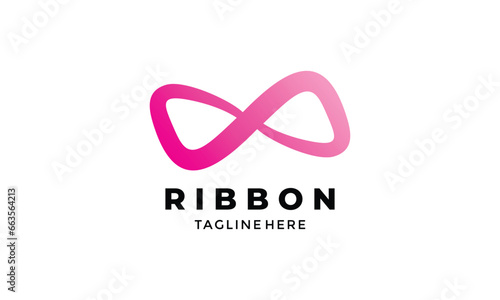 Logo vector ribbon pink gradation elegant formal beautiful woman symbol cancer pictogram bowties tie ceremony design
