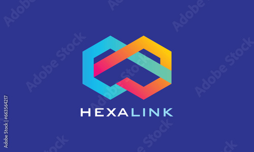 Logo vector infinity gradation hexagon color minimalist concept symbol eternity design element technology connection link digital