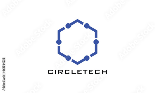 Logo hexagon minimalist line techno chain currency trade market block transaction system monet concept photo