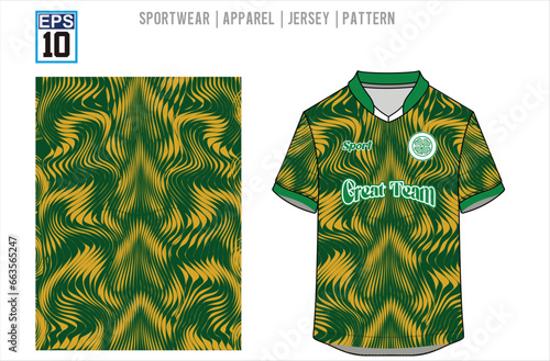 jersey design, pattern jersey, abstract pattern design, Fabric textile design for Sport t-shirt, Soccer jersey mockup for football club. uniform front view.