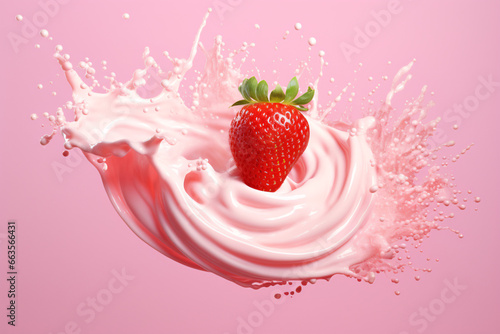 Strawberry Milk swirl splash on a pink