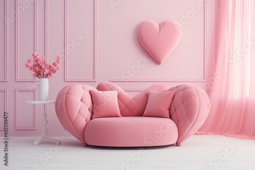Valentine interior room have pink sofa and home decor