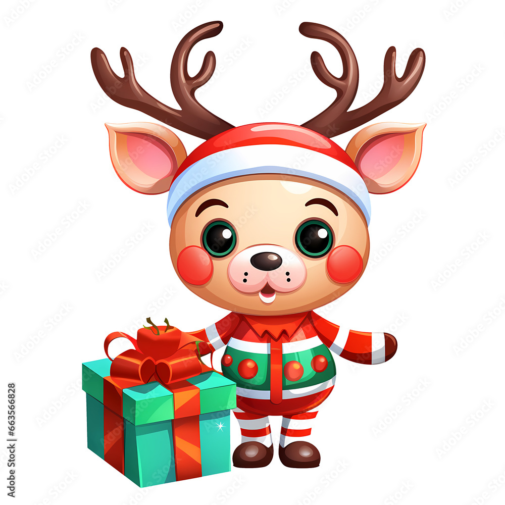 Cute Reindeer In Christmas Clipart Illustration Cute Reindeer In Christmas Clipart Illustration
