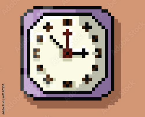 Wall Clock,Pixel art,8-bit editable vector.