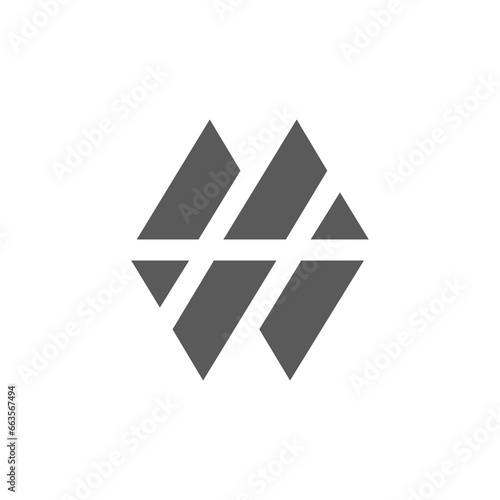 The monogram is the letter M and W. Elegant and outline.