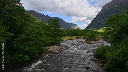 Nature concept. River surrouned with greenery and mountains.Scottish highlands photo