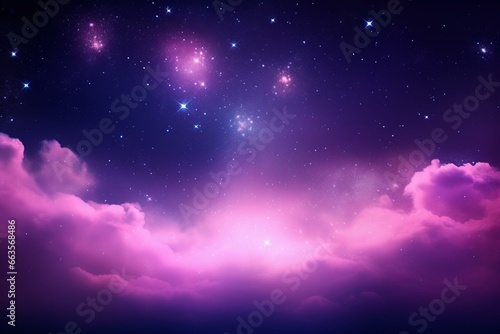 Enchanting sky displaying aurora and stars. Vibrant magenta lights wallpaper for copy-space. Generative AI