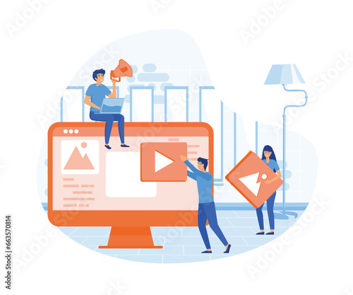 Landing page template of Social media marketing. flat vector modern illustration 