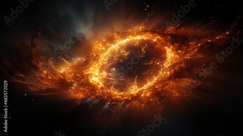 An abstract galaxy background with fire. Generative AI. 